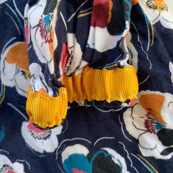 Hanna Anderson Floral Shift Dress Girls 5 110 Multicolor Long Sleeve Bow Unlined - Picture 9 of 9